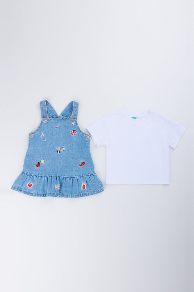 Denim Embroidered Pinafore Dress (3)