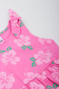 Pink Floral Shoulder Tie Dress (1)