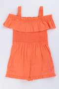 Orange Frill Detail Summer Jumpsuit