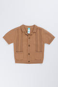 Brown Knitted Collared Golfer