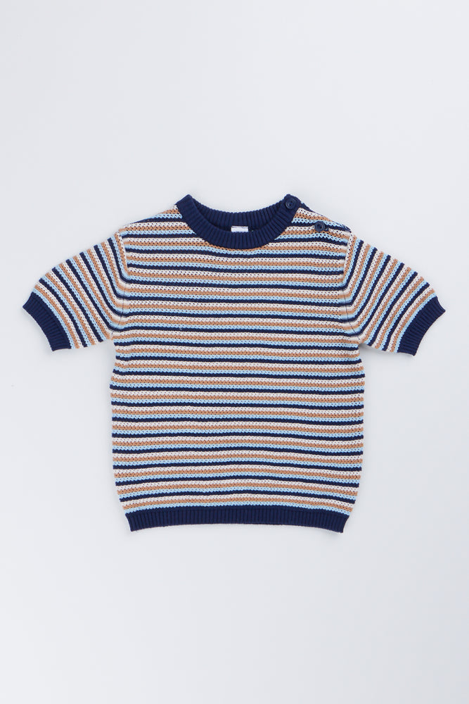 Striped Short Sleeve Crewneck Knit