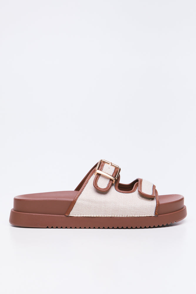 Two Tone Canvas Buckle Sandals (1)