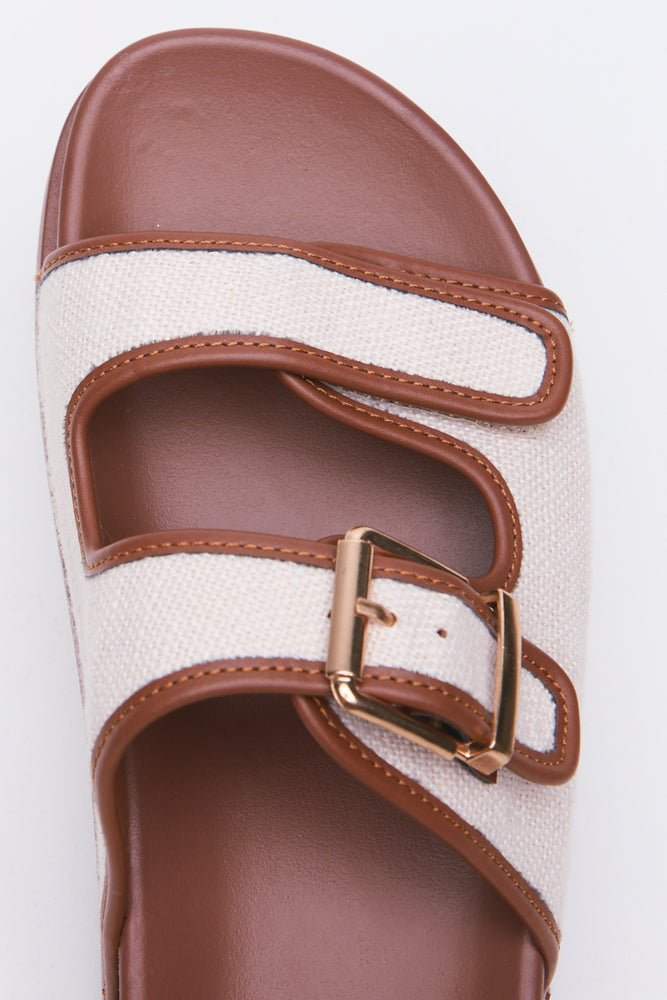 Two Tone Canvas Buckle Sandals (4)