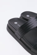 Black Embossed Double Strap Sandals (3)