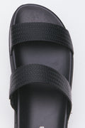 Black Embossed Double Strap Sandals (4)
