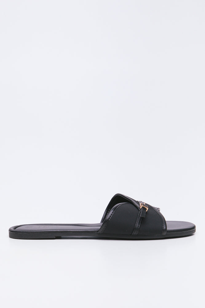 Black Metal Trim Mule Sandals (1)