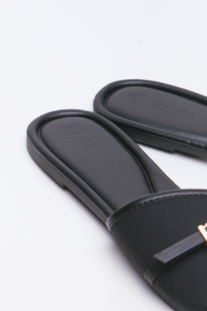 Black Metal Trim Mule Sandals (3)