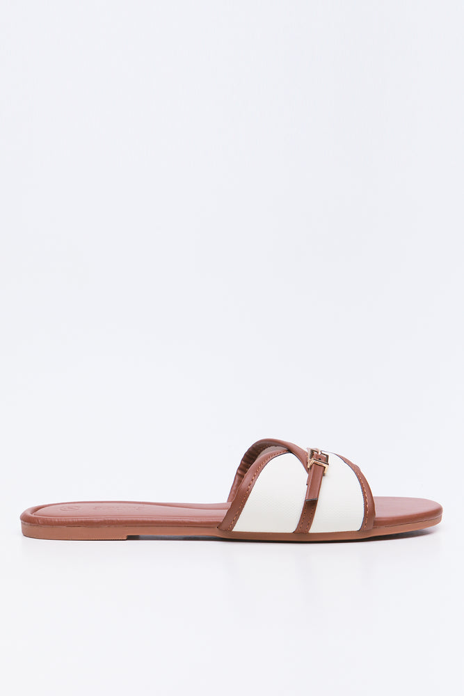 Two Tone Metal Trim Mules (1)