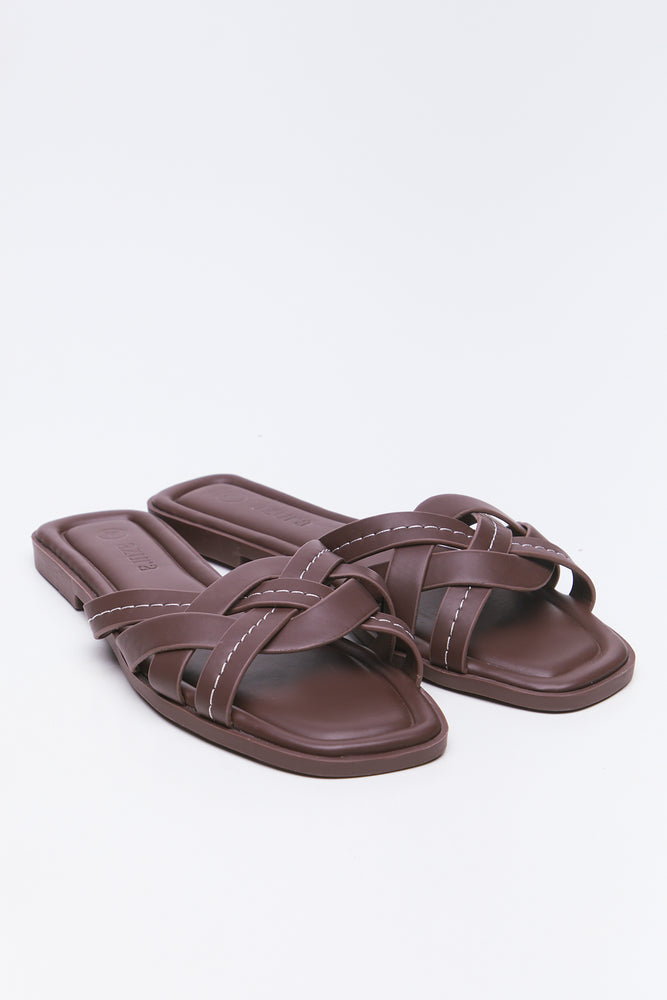 Brown Knot Design Mule Sandals
