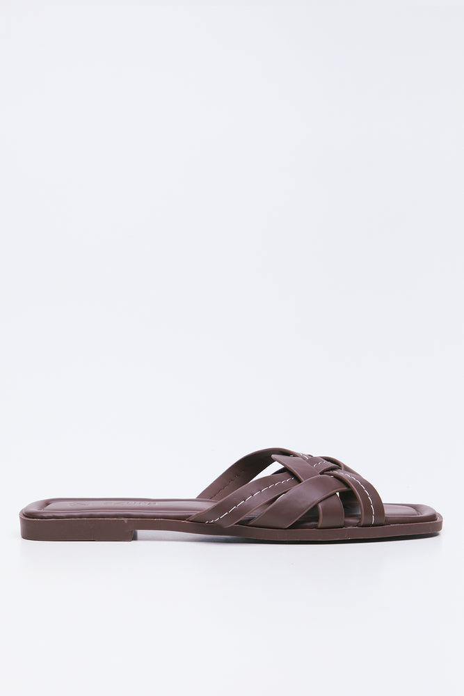 Brown Knot Design Mule Sandals (1)