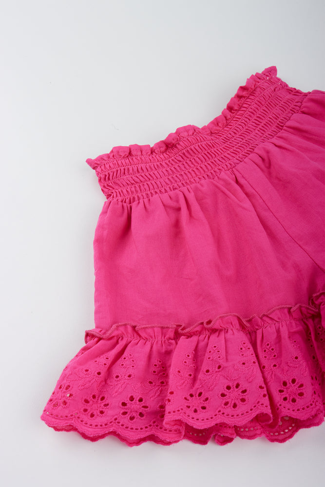 Pink Anglaise Frill Shorts (1)