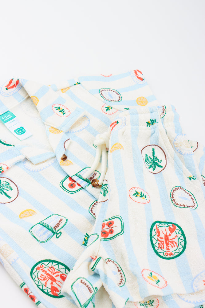 Striped Toweling Short Set (1)