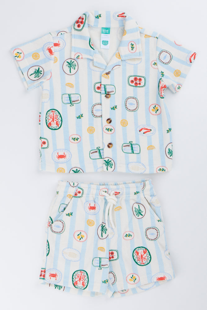Striped Toweling Short Set (2)