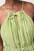Green Crinkle Halter Maxi Dress (4)