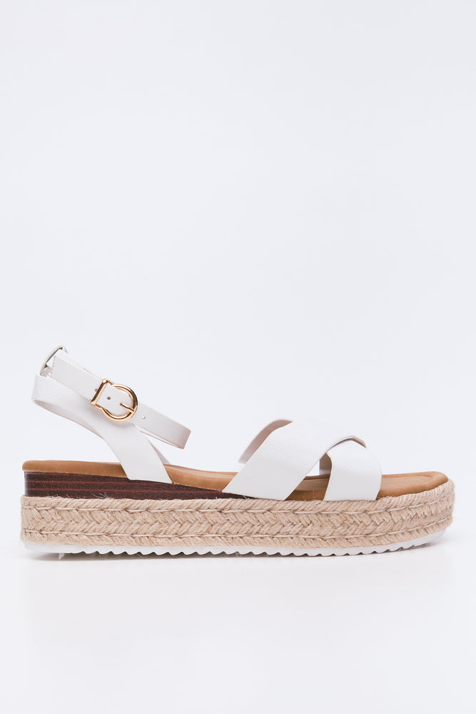 White Criss Cross Espadrille Wedges (1)