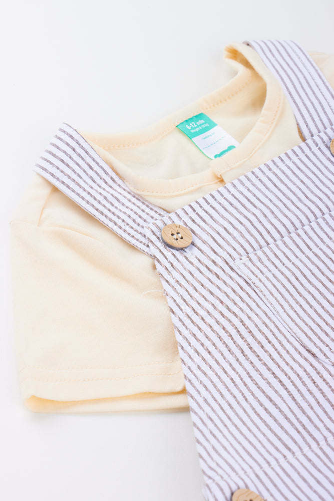 Striped Seersucker Dungaree T-Shirt Set (1)