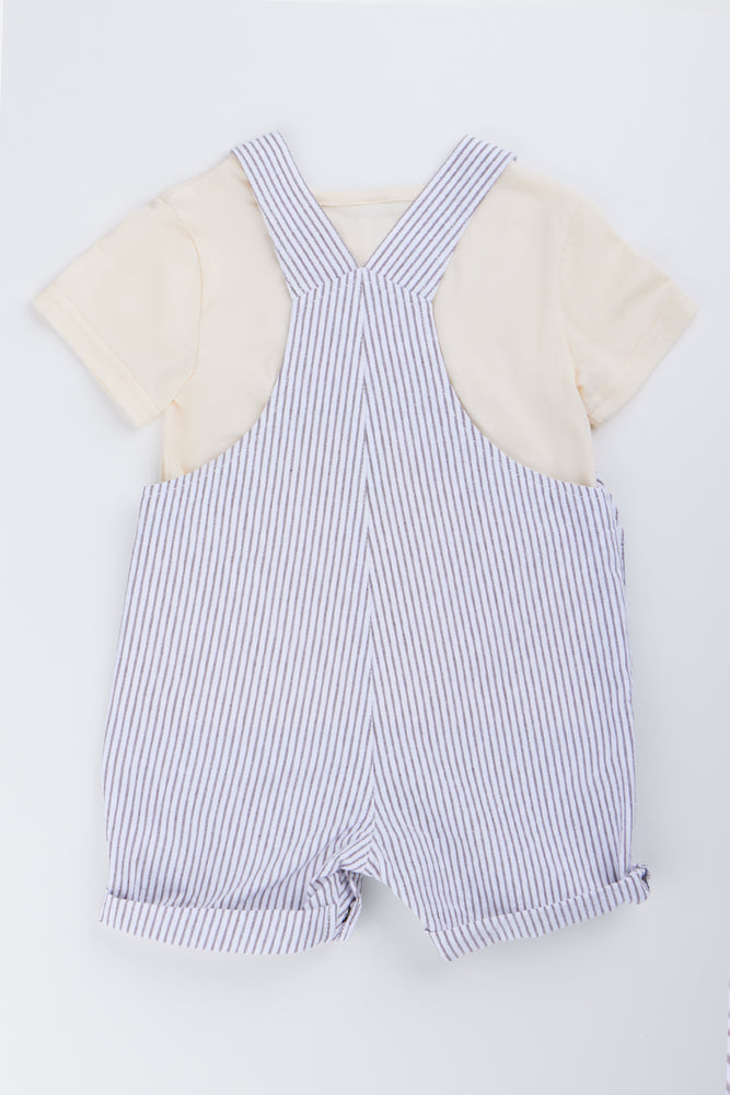 Striped Seersucker Dungaree T-Shirt Set (2)