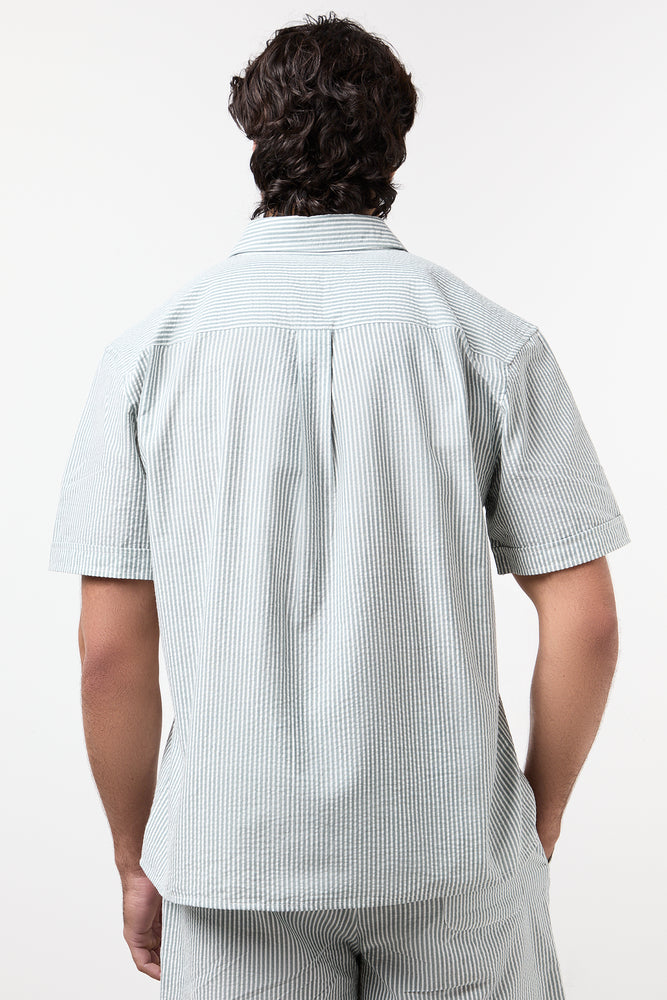 Sage Seersucker Stripe Short Sleeve Shirt (2)