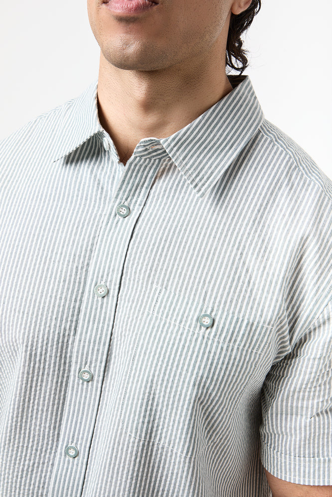 Sage Seersucker Stripe Short Sleeve Shirt (3)