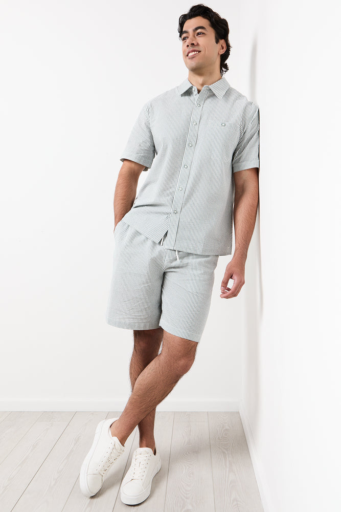 Sage Stripe Seersucker Shorts