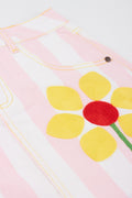 ME& B Striped Denim Skirt With Flower (1)