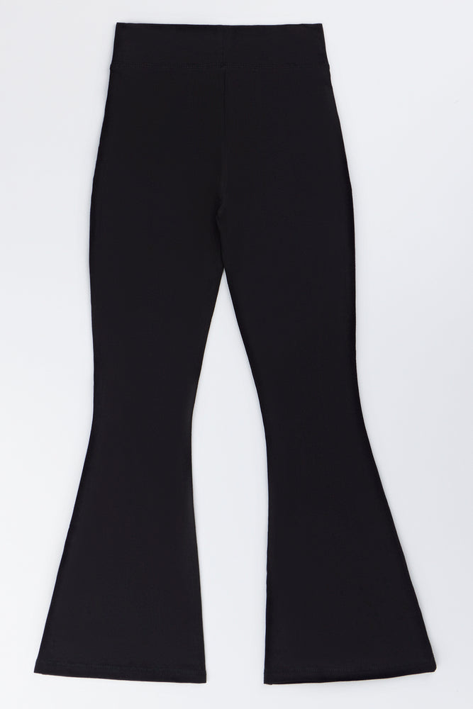 Black Iconic Print Flare Pants (3)