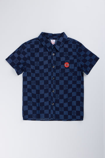 Spider-Man Checkered Denim Shirt