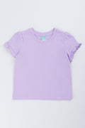 Lilac Frill Sleeve Basic T-Shirt