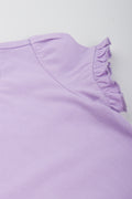 Lilac Frill Sleeve Basic T-Shirt (1)