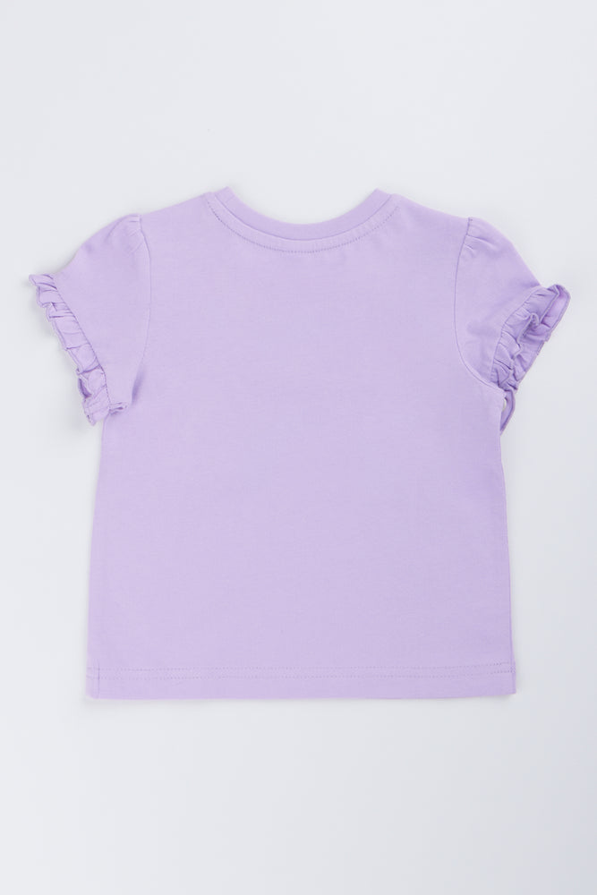 Lilac Frill Sleeve Basic T-Shirt (2)