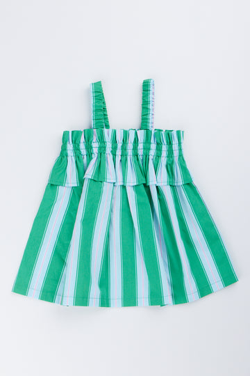 Green Striped Woven Dress