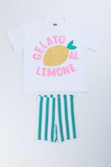 Lemon Print Oversized Tee Short Set