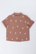 Brown Palm Print Embroidered Shirt (2)