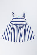 Navy Striped Knit Bow Dress