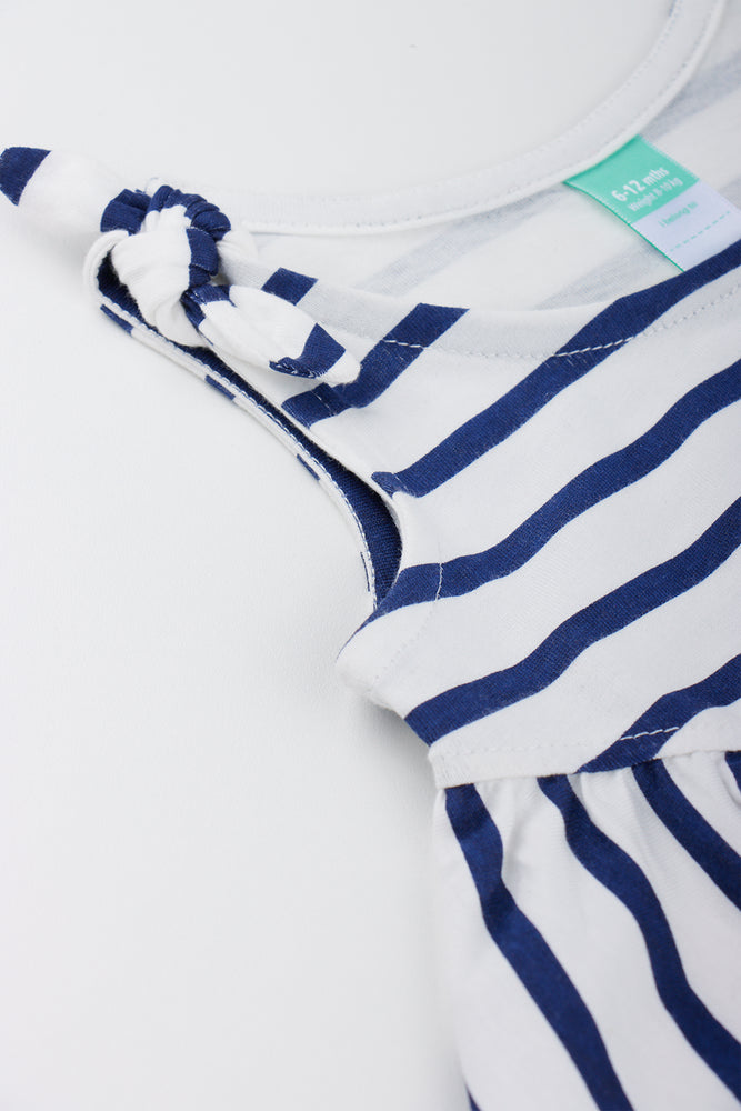 Navy Striped Knit Bow Dress (1)