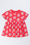 Red Strawberry Print Knit Dress