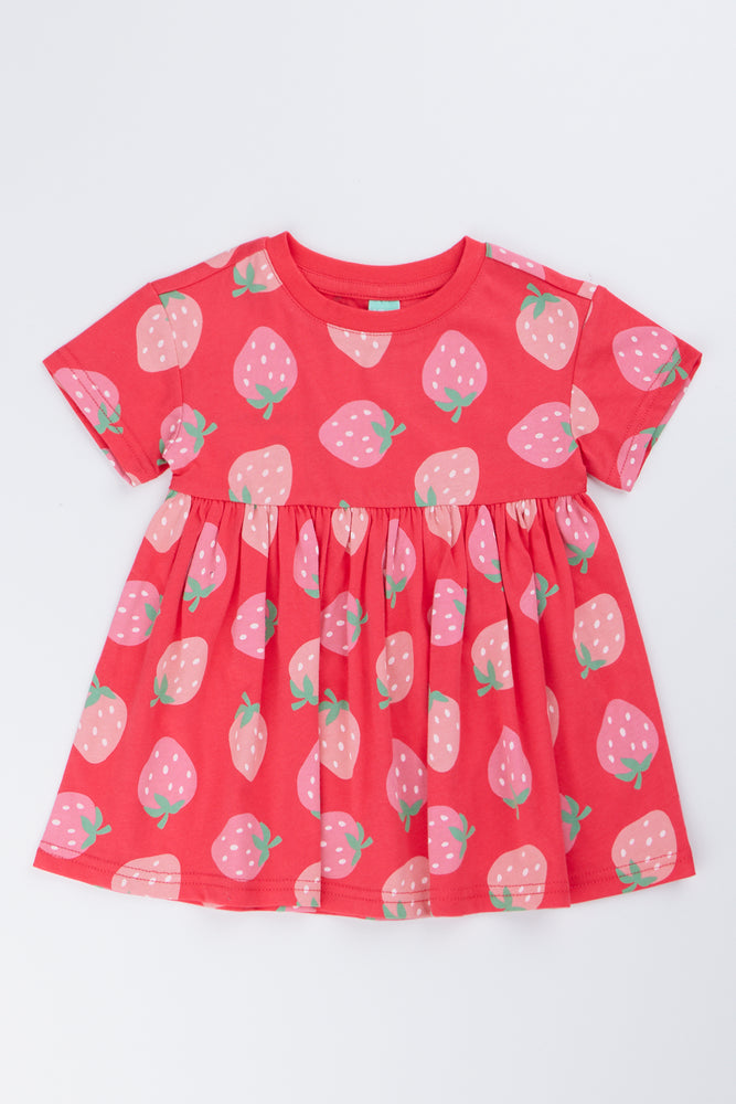Red Strawberry Print Knit Dress