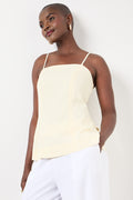 Yellow Sleeveless Linen Blend Top