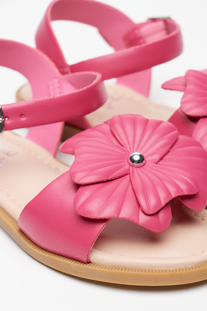 Cerise Flower Detail Sandals (2)