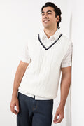 Cream Cable Knit V-Neck Vest