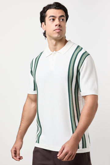 Green Striped Knit Golfer
