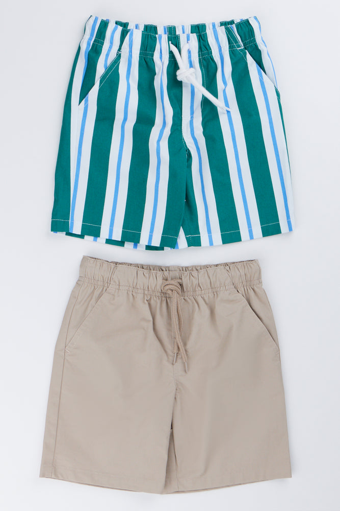 2 Pack Striped Woven Shorts