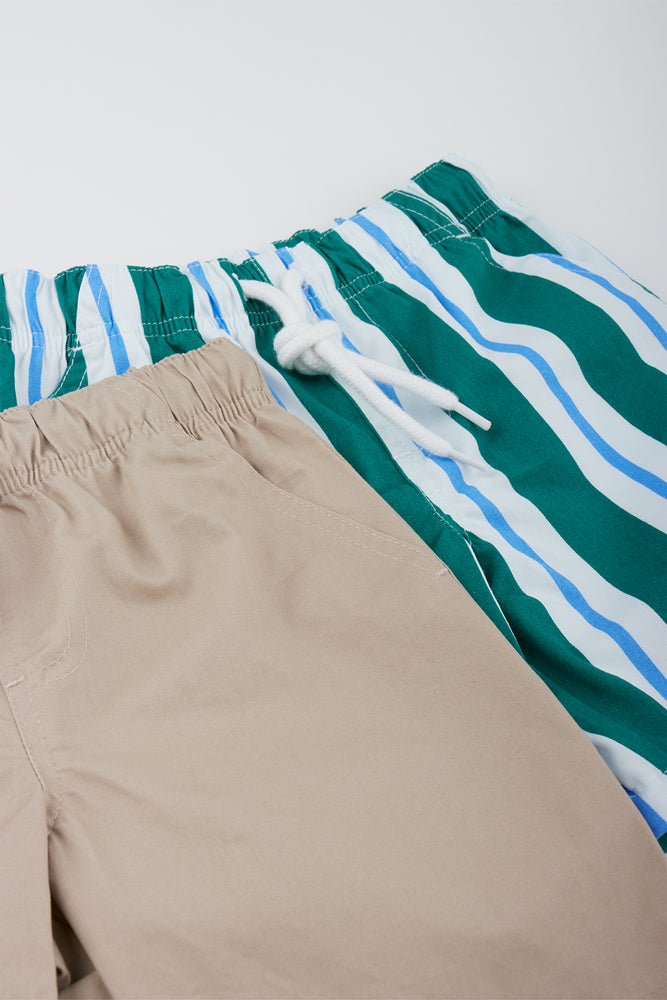 2 Pack Striped Woven Shorts (1)