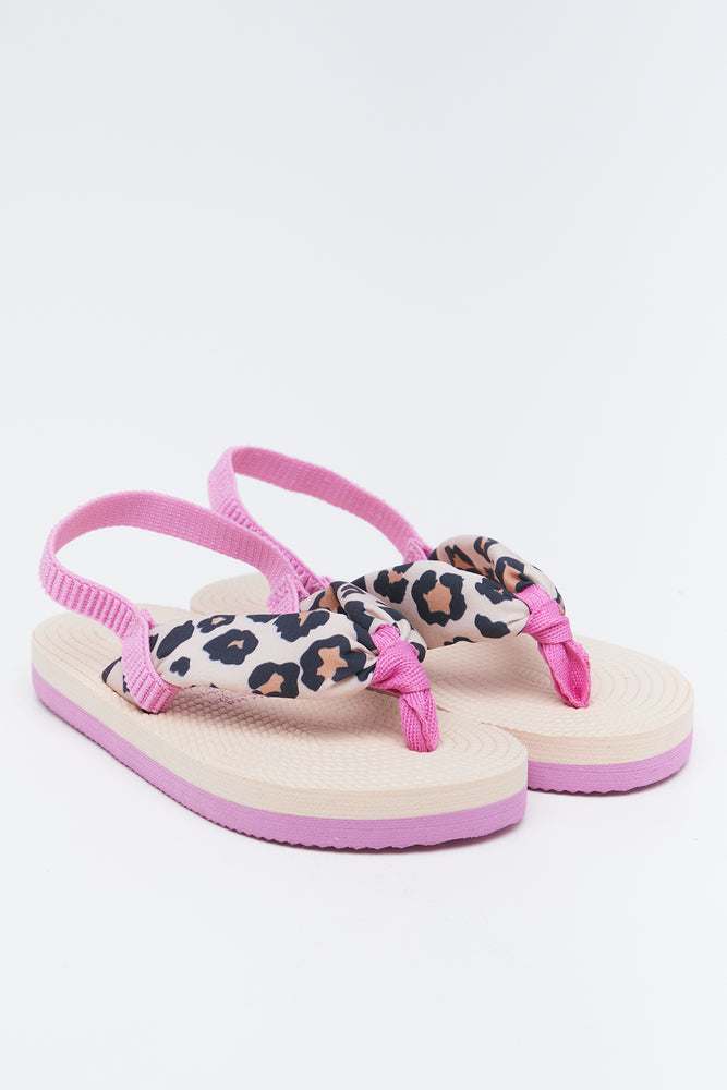 Pink Animal Print Flip Flops
