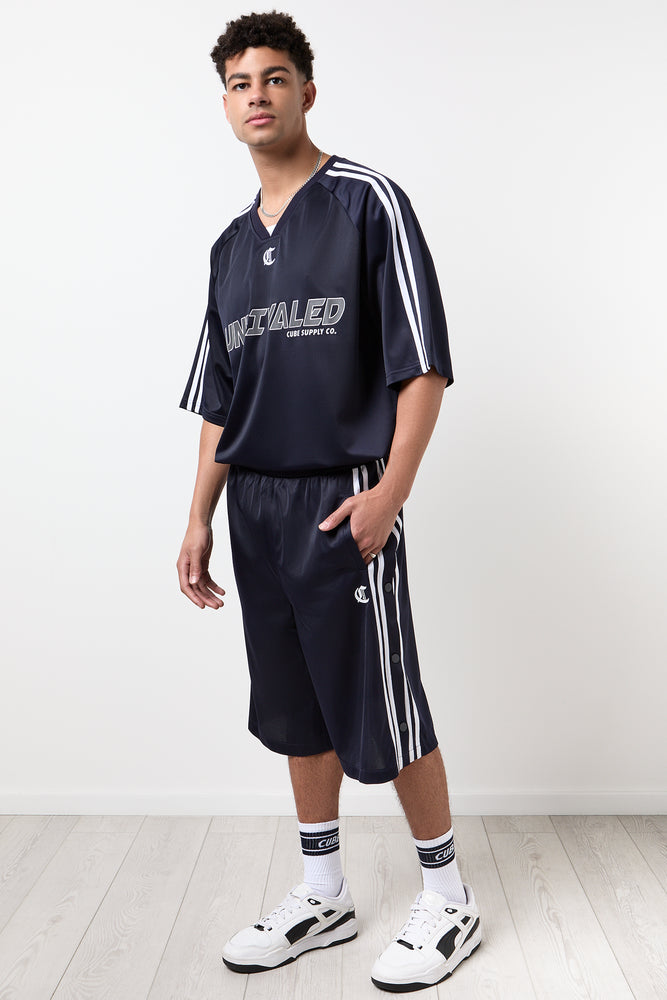 Navy Basketball Style Jersey Shorts