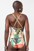 Tropical Print Cross Back Swimsuit (2)