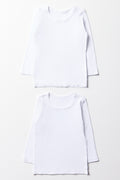 White 2 Pack Long Sleeve Vests
