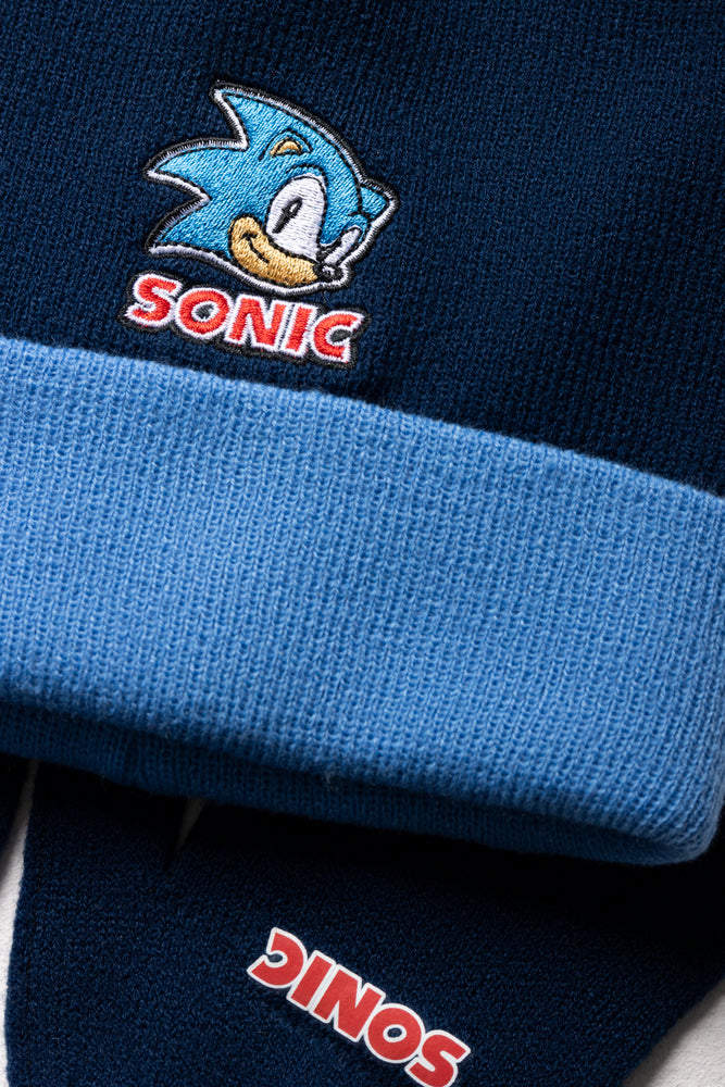 Sonic Navy Beanie and Gloves Set (1)