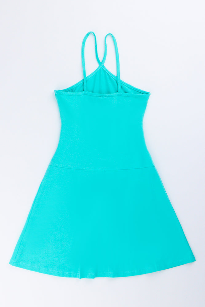 Aqua Halterneck A-Line Summer Dress (2)