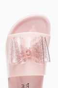 Pink Glitter Bow Jelly Slides (4)